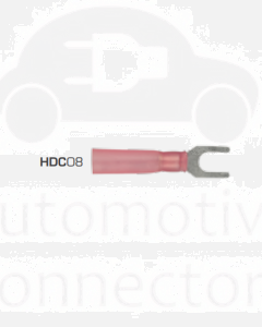 IONNIC HDC08 4mm Red Heatshrink Fork/Spade Terminal (Pack of 100)
